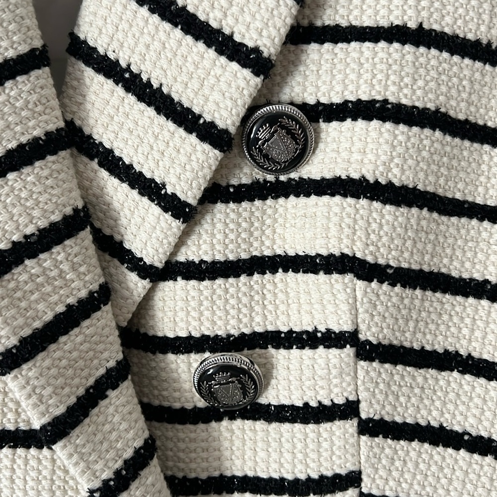 Veronica Beard Jenny Blazer Stripe Short Sleeve Cotton Blend Dickey Jacket sz 6 - Picture 10 of 16